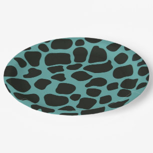 Plato De Papel Giraffe azul y negra