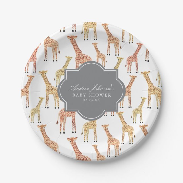 Plato De Papel Giraffe Baby Shower (Anverso)