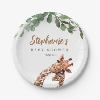 Plato De Papel Giraffe Baby Shower Placa
