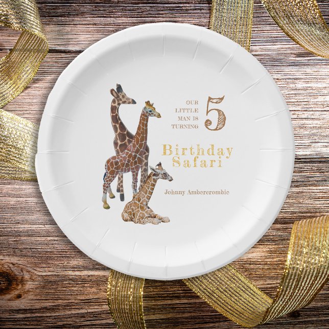Plato De Papel Giraffe Birthday Safari (Giraffe birthday safari paper plates)