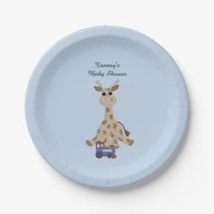Plato De Papel Giraffe Con Baby Shower De Tren