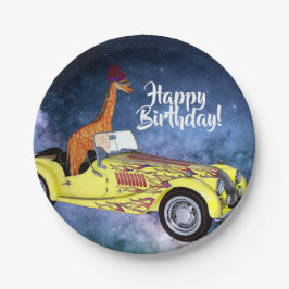 Plato De Papel Giraffe en placas de papel de Fiestas espaciales