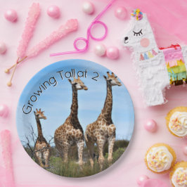 Plato De Papel Giraffe Family Growing Tall Birthday