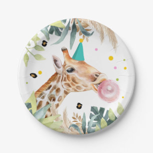 Plato De Papel Giraffe Fiesta Animales Nacimiento Zoológico Safar