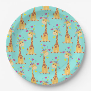 Plato De Papel Giraffe Kids Birthday Fiesta Cute
