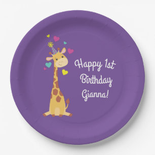 Plato De Papel Giraffe Kids Birthday Fiesta Cute