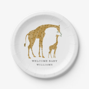 Plato De Papel Giraffe Mama y Baby Minimalista Baby Shower