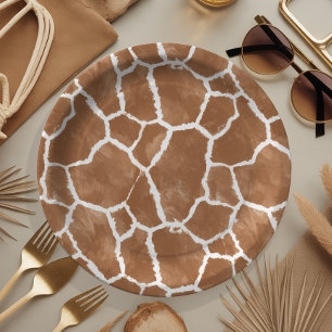 Plato De Papel Giraffe Patrón de piel albarda Marrón ID1152