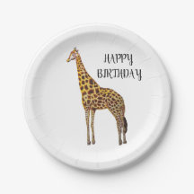Giraffe Safari Feliz Cumpleaños Fiesta Placas