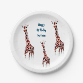 Plato De Papel Giraffe Wildlife Art Birthday