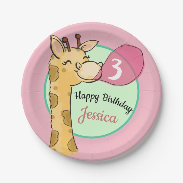 Plato De Papel Giraffe Wilthday Party Plate (Anverso)