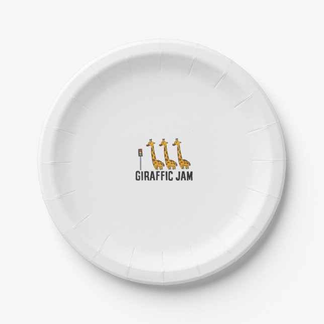 Plato De Papel Giraffic Jam Funny Giraffe Giraffe Pun Cute (Anverso)