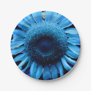 Plato De Papel Girasol azul