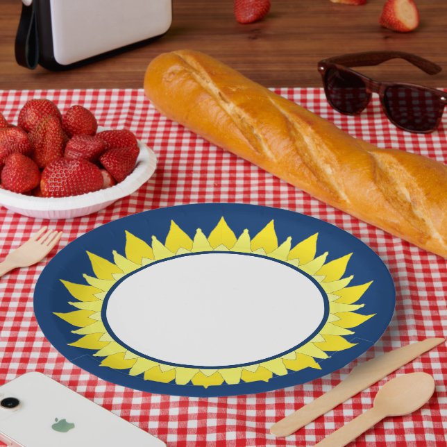 Plato de papel girasol azul oscuro (Picnic)