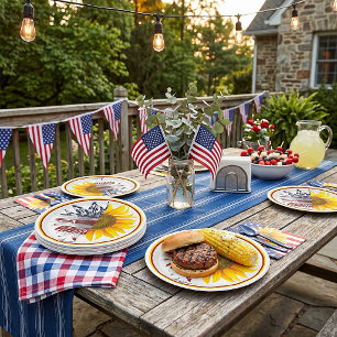 Plato De Papel girasol bandera americana