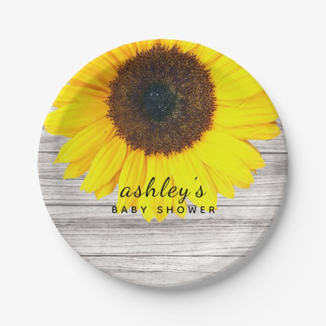 Plato De Papel Girasol de Madera Rústica (Anverso)