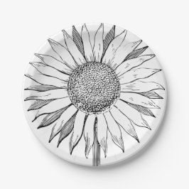 Plato De Papel Girasol ilustrado