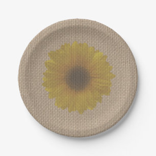Plato De Papel Girasol inspirado en burlap