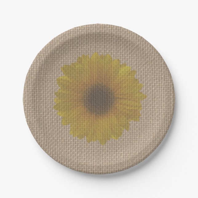 Plato De Papel Girasol inspirado en burlap (Anverso)