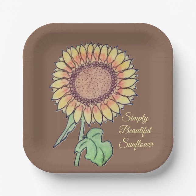 Plato De Papel Girasol simplemente hermoso (Anverso)