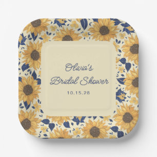 Plato De Papel Girasol Soleado Francés Boda Personalizada
