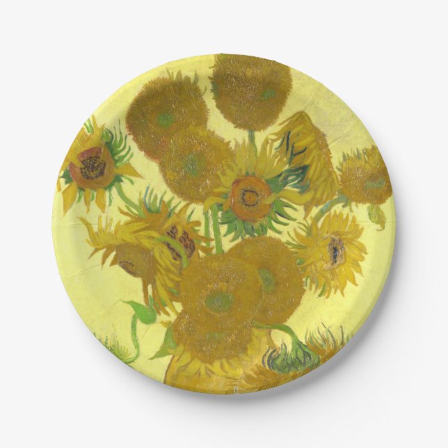 Plato De Papel Girasoles de Van Gogh el | el | 1888 (Anverso)