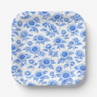 Plato De Papel Girasoles elegantes de Toile du Jouy – Botánico Az