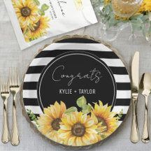 Girasoles y Rayas Negras y Blancas para Baby Showe