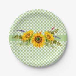 Plato De Papel Girasoles y tablero de cheques