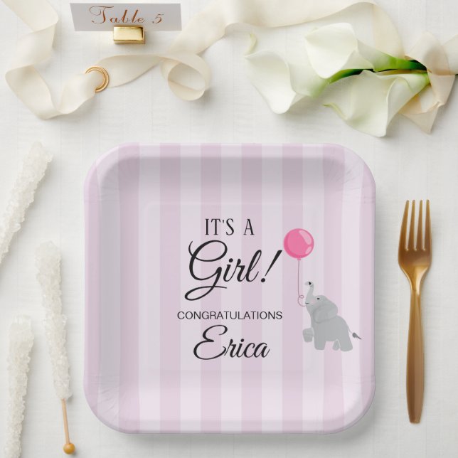 Plato De Papel Girl Baby Shower (Boda)