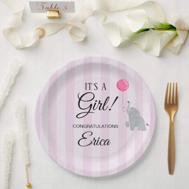 Plato De Papel Girl Baby Shower (Boda)