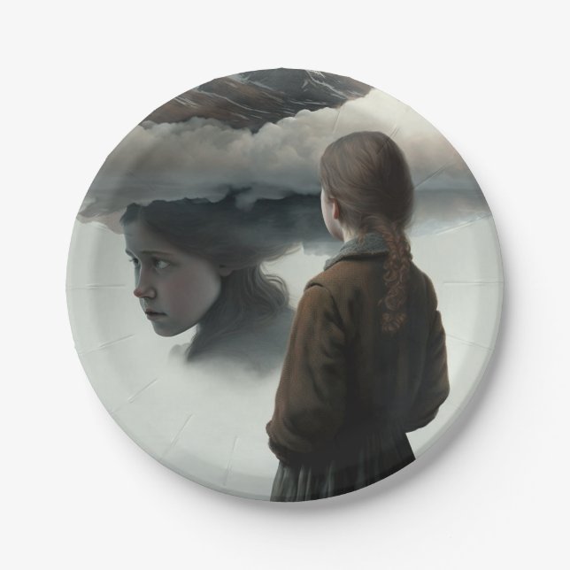 Plato De Papel Girl with clouds (Anverso)