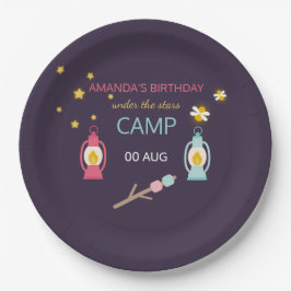 Plato De Papel Girlie Glamping Fiesta personalizado