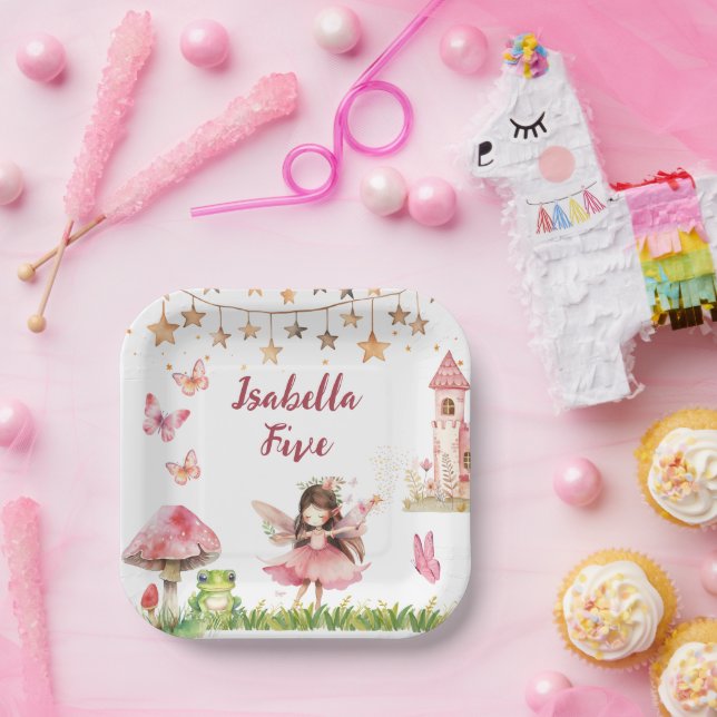 Plato De Papel Girls Fairy Tale Castle Frog Mushroom Birthday (Fiesta)