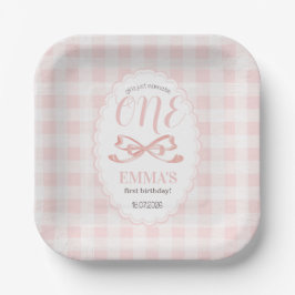 Plato De Papel Girls Just Wanna Be One 1st Birthday Pink Gingham 
