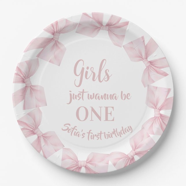 Plato De Papel Girls just wanna be One Pink Bow  (Subido por el creador)