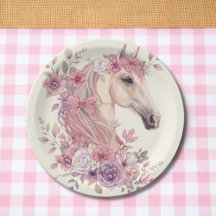 Girls Pretty Ponies Pastel Floral Horse