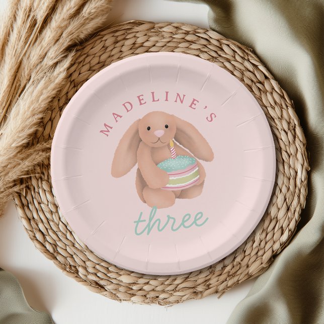 Plato De Papel Girly Cute Pink Bunny Cake Girls Birthday  (Subido por el creador)