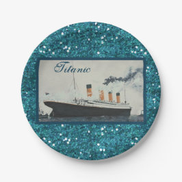 Plato De Papel Girly Glam Titanic Saphire Purpurina
