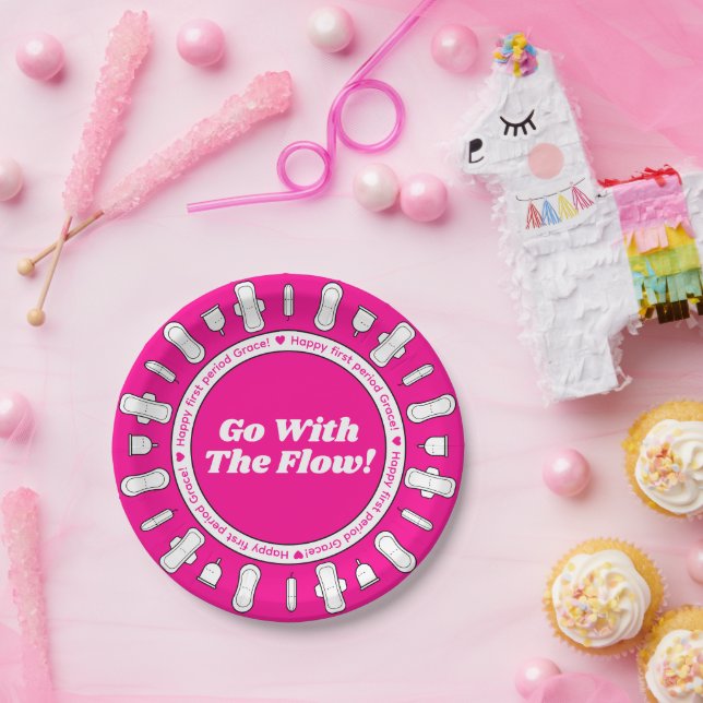 Plato De Papel Girly Hot Pads Nombre Primer periodo Fiesta (Fiesta)