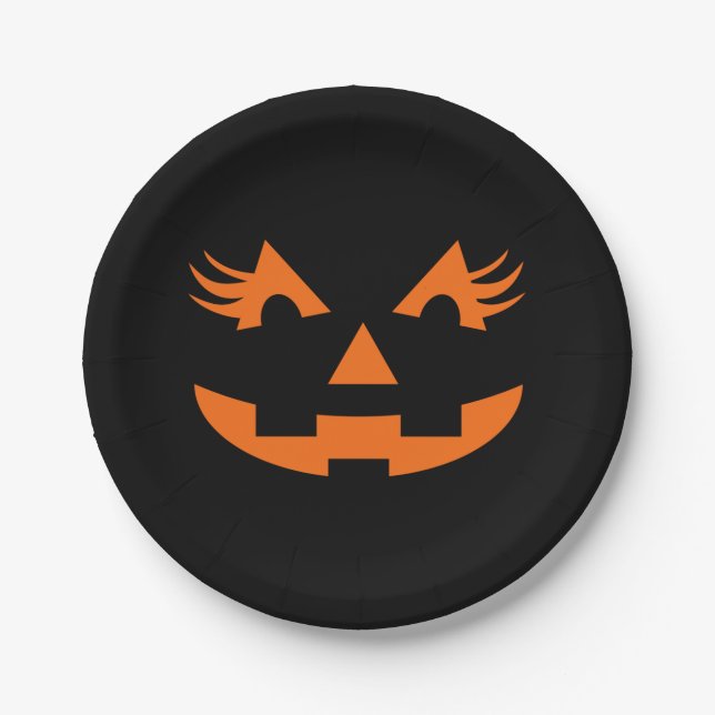 Plato De Papel Girly Jack O Lantern Halloween (Anverso)