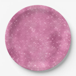 Plato De Papel Girly Pink Glitzy Sparkle