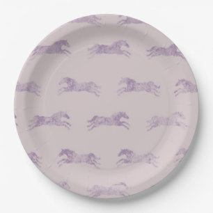 Plato De Papel Girly Purple Classic Equestrian Horses