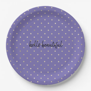 Plato De Papel Girly Purple Glam Gold Dots