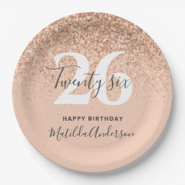 Plato De Papel Girly purpurina resplandeciente diario de cumpleañ