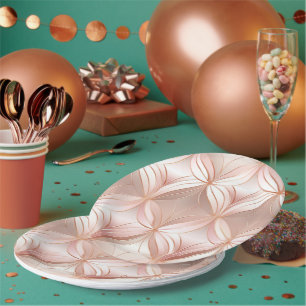 Plato De Papel Girly Rubor Pink Rose Gold Resumen