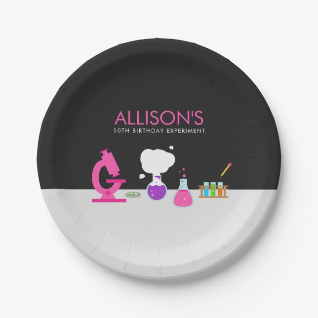 Plato De Papel Girly Science Fiesta (Anverso)