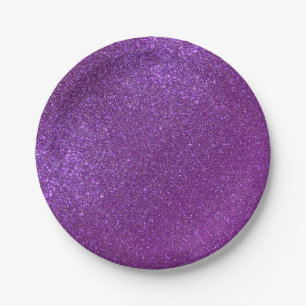 Plato De Papel Girly Sparkly Royal Purple Purpurina