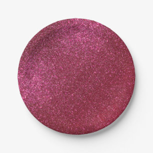 Plato De Papel Girly Sparkly Wine Burgundy Purpurina rojo
