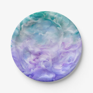 Plato De Papel Giro de nubes azul y púrpura